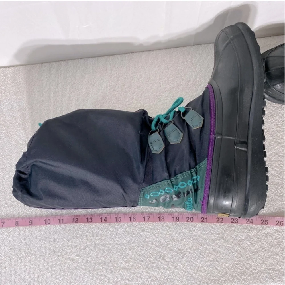 Vintage 90s Sorel Black Purple Teal Freestyle Sport Winter Snow Boots 11 - Picture 16 of 16